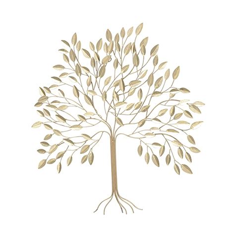 WHW Whole House Worlds Leafy Tree Wall Art, Golden Gilded 